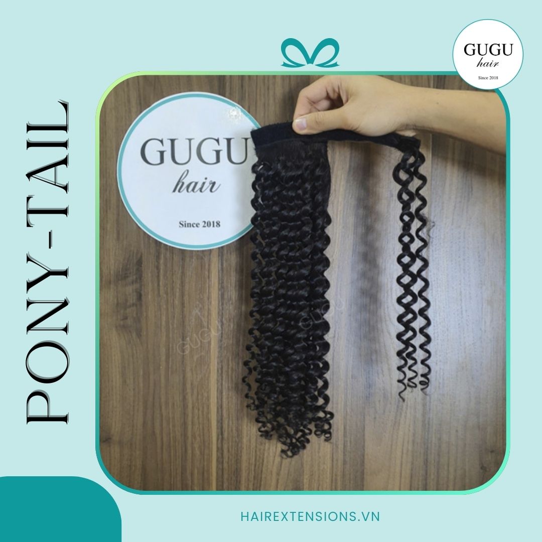 Burmese Curly Human Hair - Clip In PonyTail Hair Extensions GuGu 1 Curly ponytail extension human hair