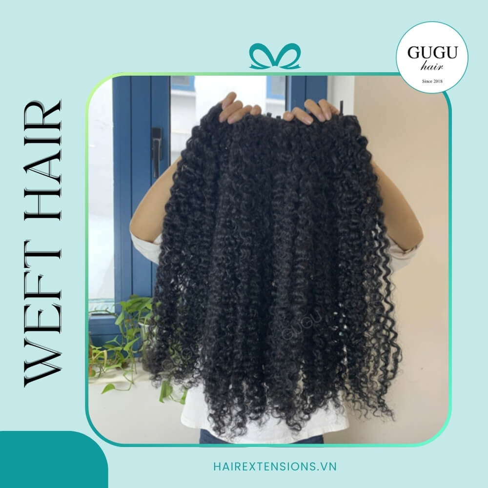 Raw 28inch Curly Hair Weft Extensions