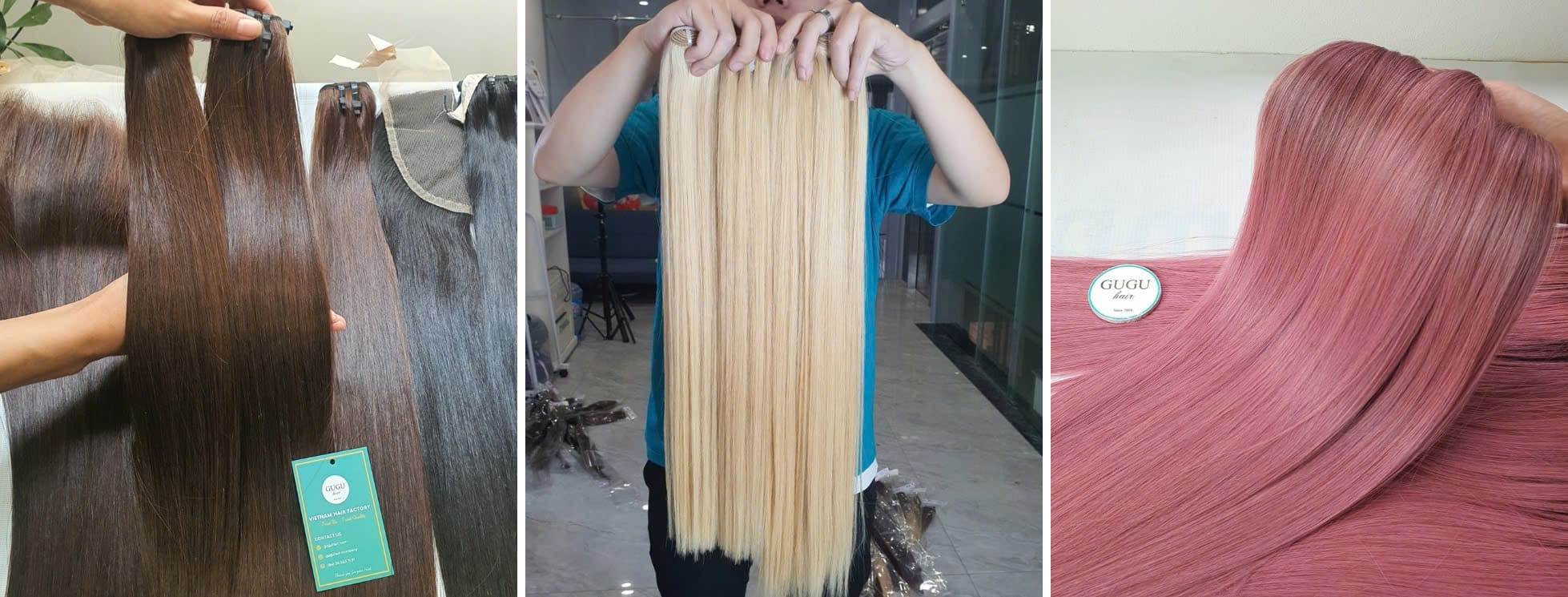 Color #6 Straight Hair Wefts | Premium Raw Vietnamese Human Hair 16 Weft Hair Extensions by GUGU HAIR