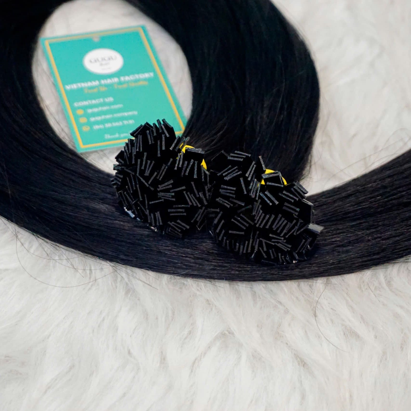 GUGU Hair Black Flat Tip Hair Extensions Quality Premium 4 flat tip hair extensions