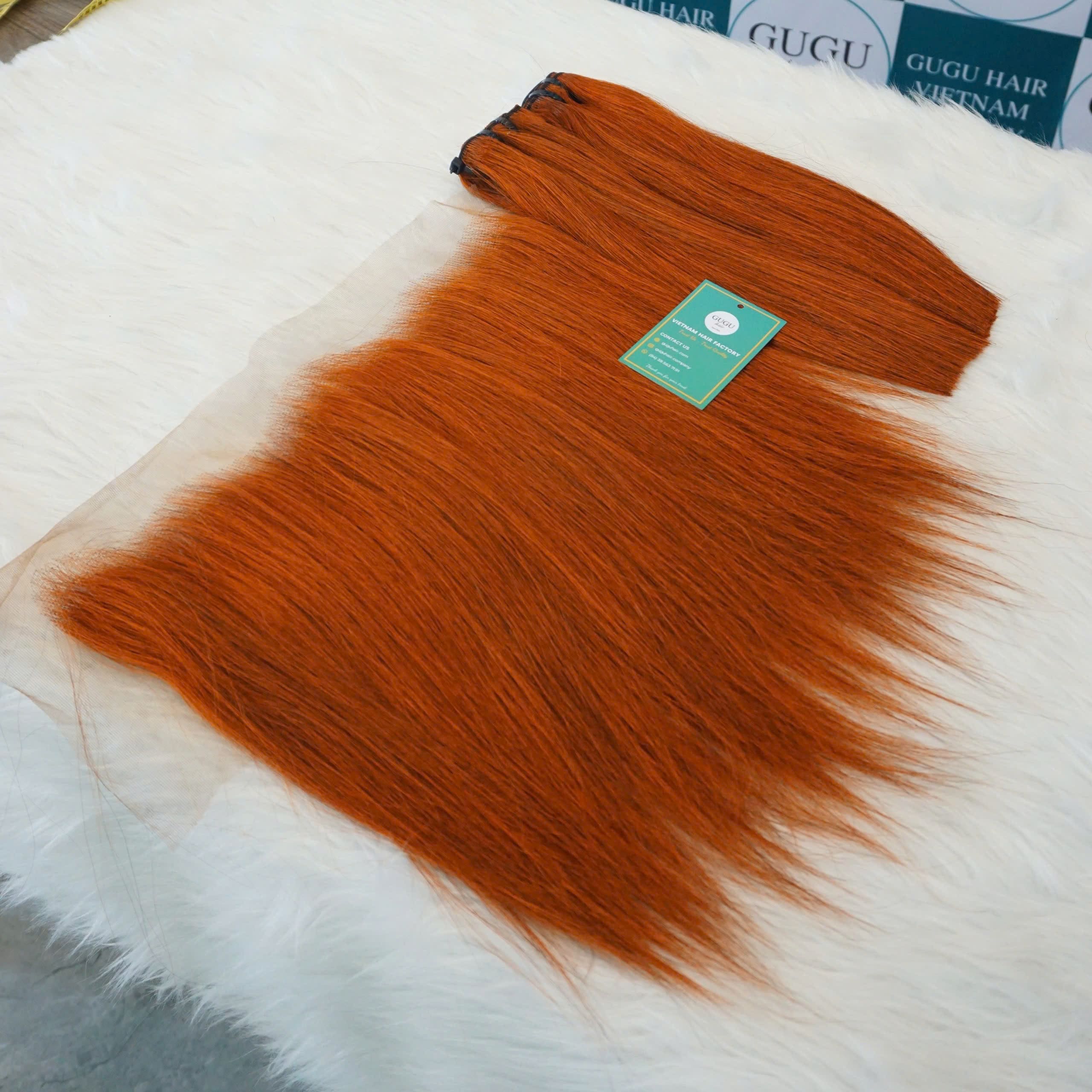 New Arrival Burnt Orange Weft Hair Extensions 3 10inch-weft-hair-extensions-orange-human-hair