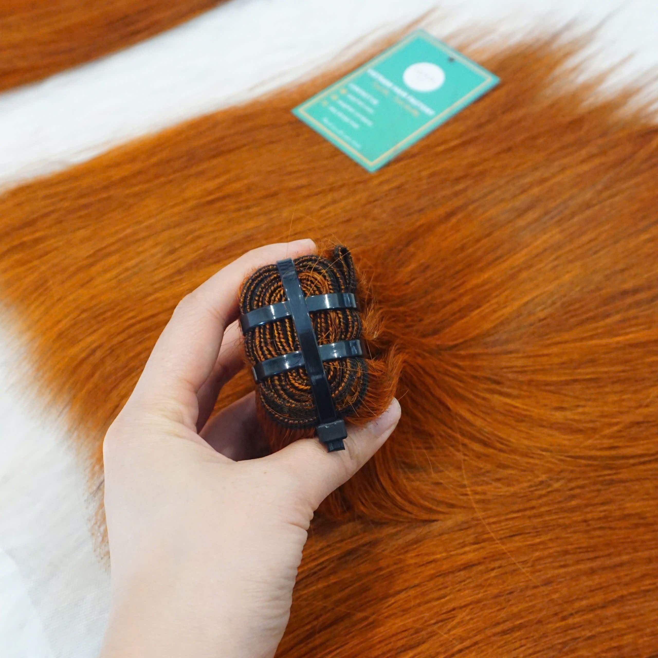 New Arrival Burnt Orange Weft Hair Extensions 2 orange-weft-hair-extensions-10inch-human-hair