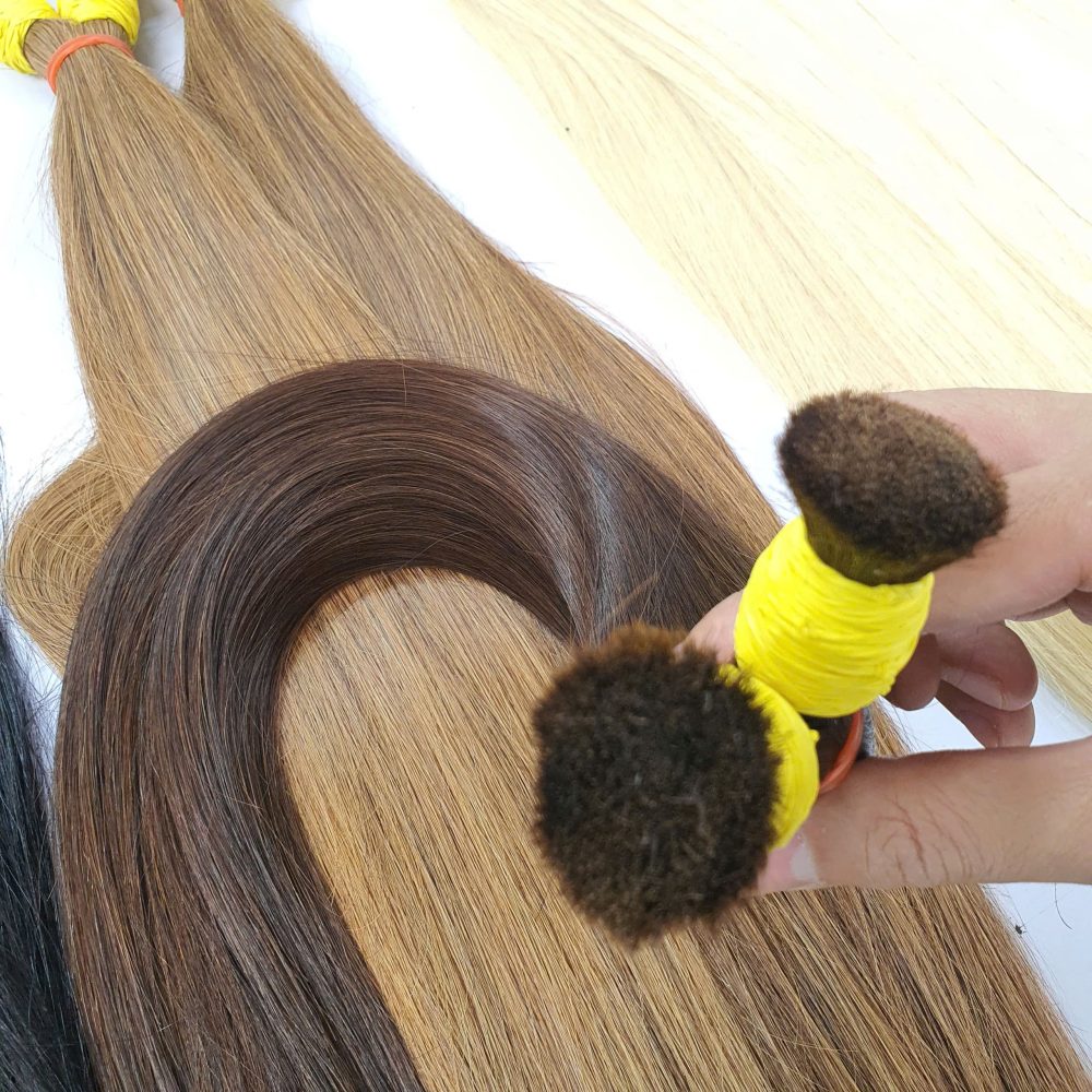 Best bulk hair extensions bone straight brown color 28inch