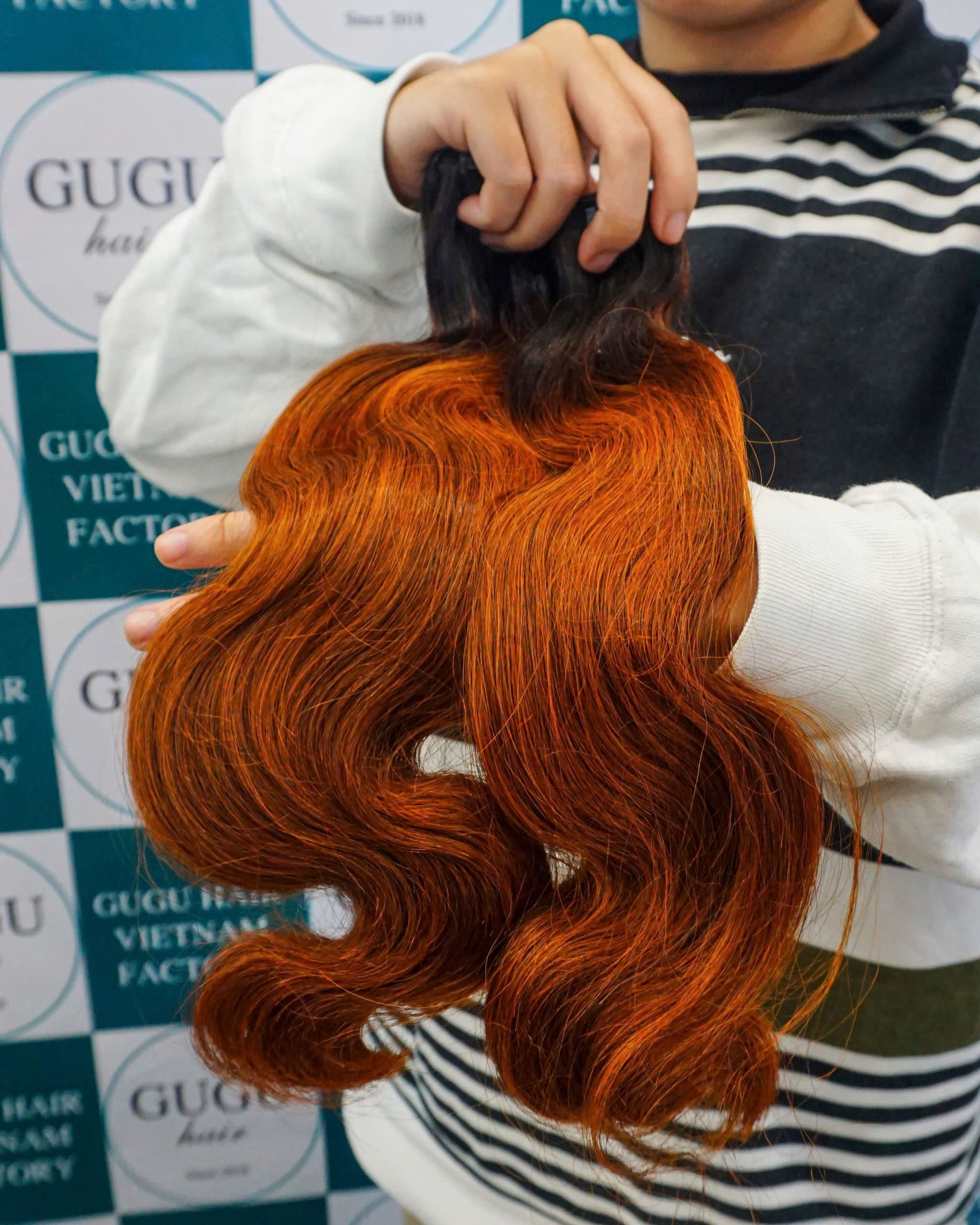 High-quality vietnamese human hair weft extensions 3 weft-body-wave-orange.