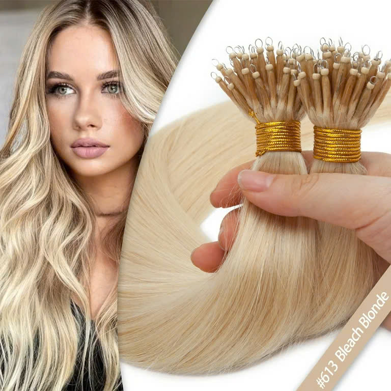 GUGU HAIR – BEST HUMAN HAIR EXTENSIONS 114 nano-tip-hair-extensions-blonde-613-guguhair