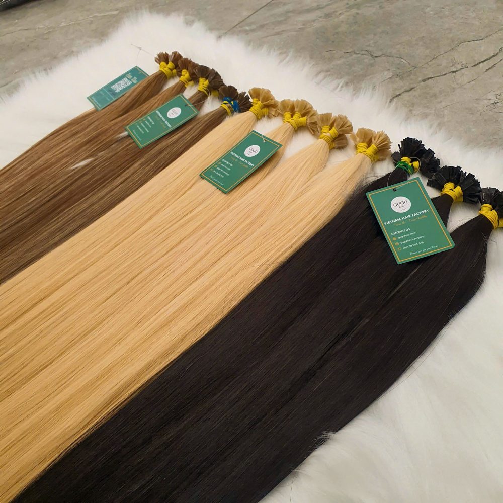 Human flat tip hair extensions
