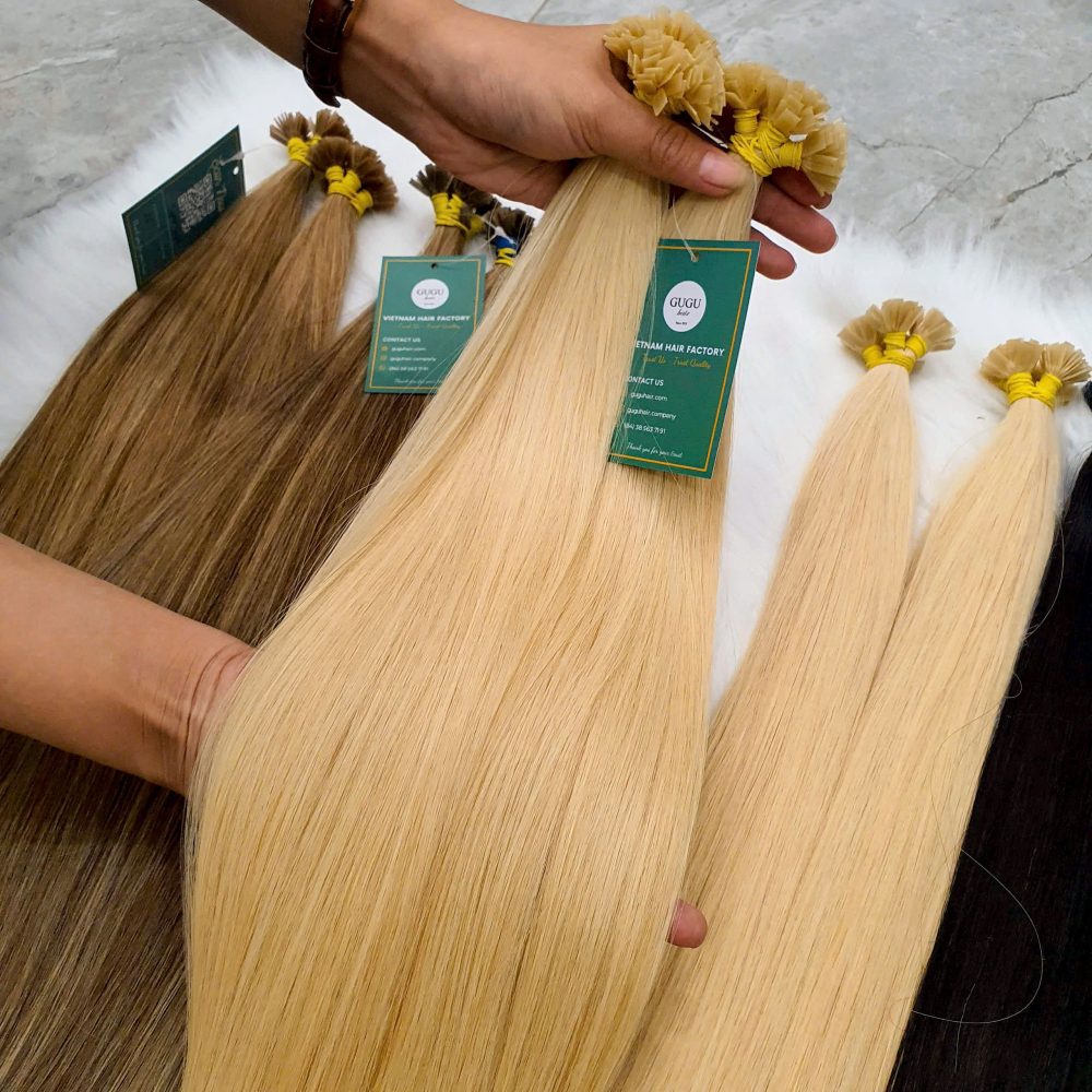 Human flat tip hair extensions
