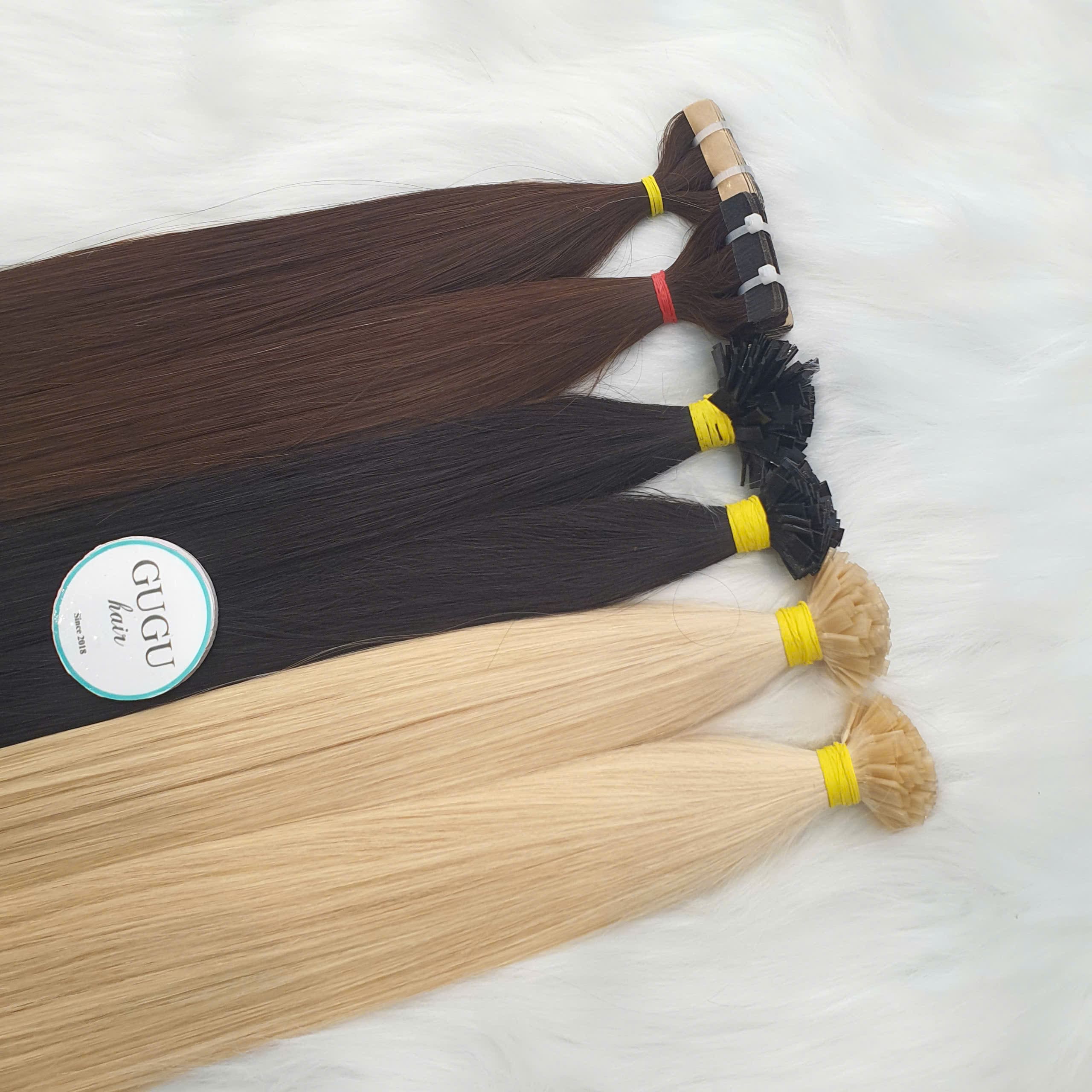 Keratin Flat Tip Hair Extensions Natural Color 24 Inches 3 flat tip hair extensions