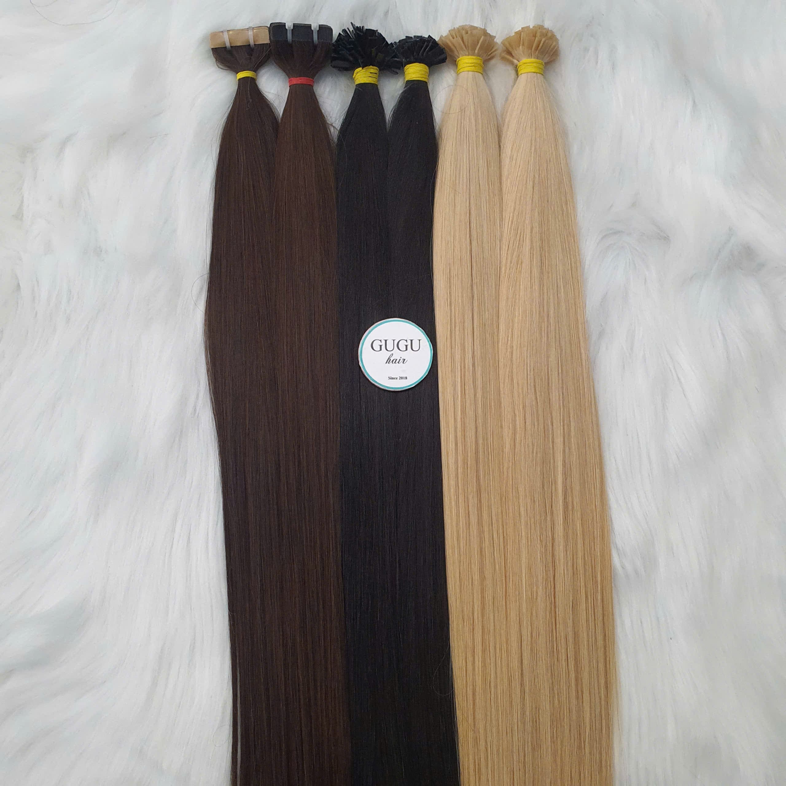 Keratin Flat Tip Hair Extensions Natural Color 24 Inches 4 flat tip hair extensions