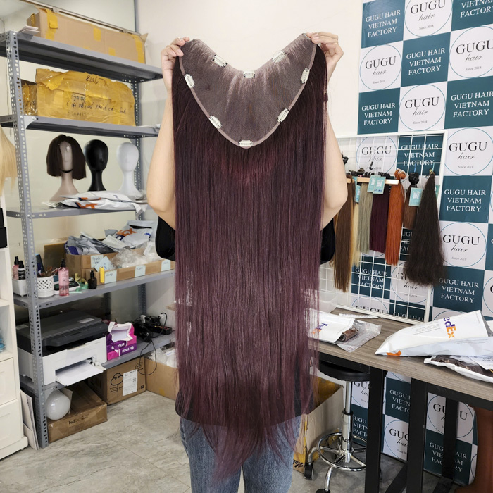 u part wig human hair burgundy