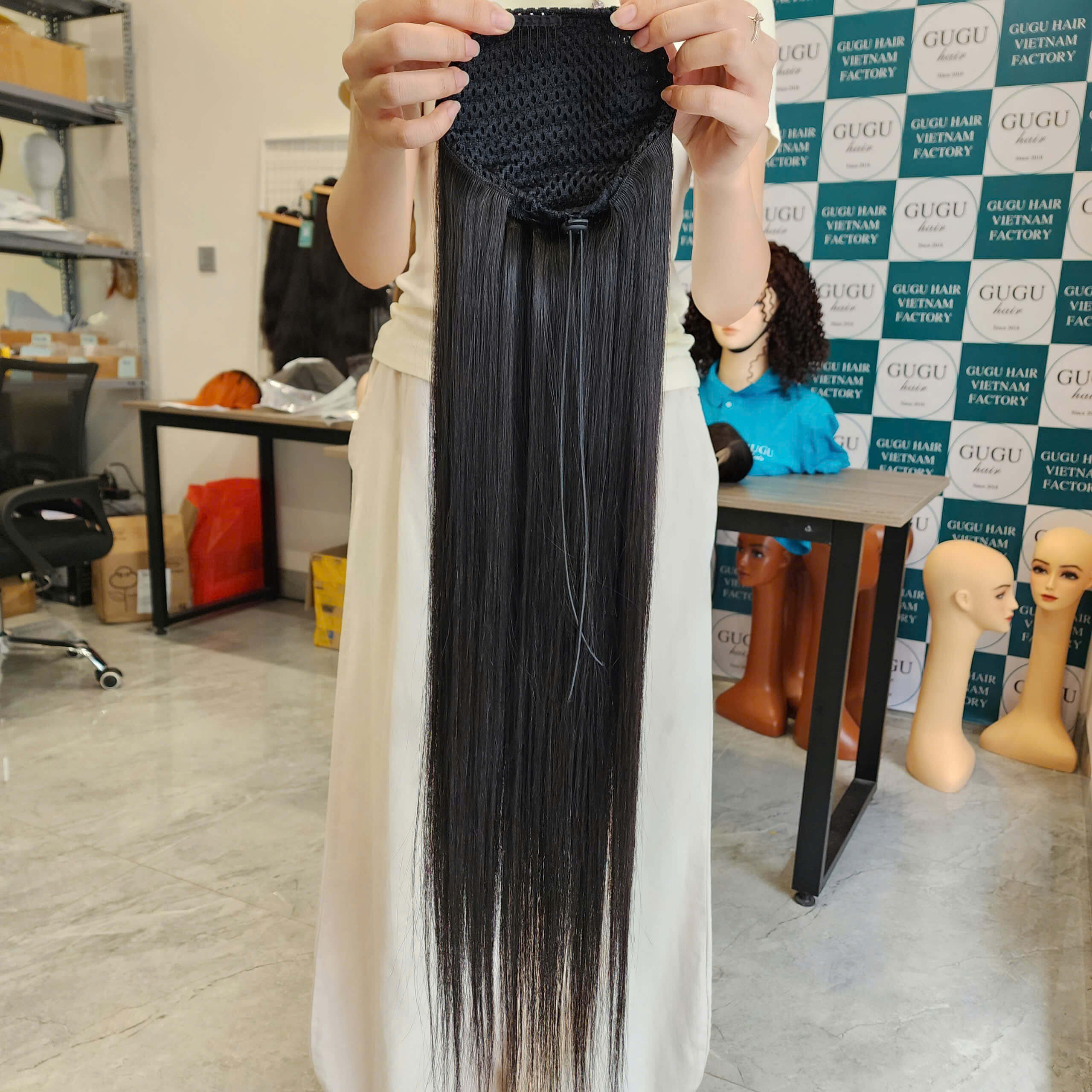 30 Inch Long Bone Straight Ponytails Extensions For Black 6 30 Inch Long Bone Straight Ponytails Natural Color