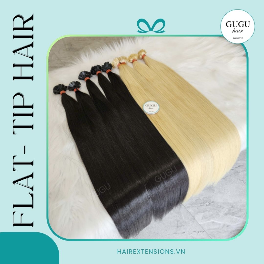 Flat Tip Keratin Hair Extensions Straight Human Hair Vietnamese Raw Hair Extensions. 1 Flat tip hair extensions