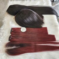 Burgundy 12A Bone Straight Hair Weaving Bundles