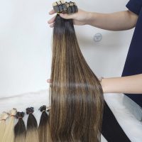 28 Inch Bone Straight Tape-In Extensions in Hot Trend Colors 4 Premium Straight Hair Extensions – 100% Human Hair Wefts in Multiple Colors- GUGU HAIR