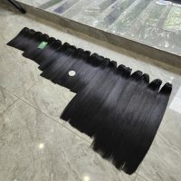 Natural Black Color Bone Straight Long Weft Hair