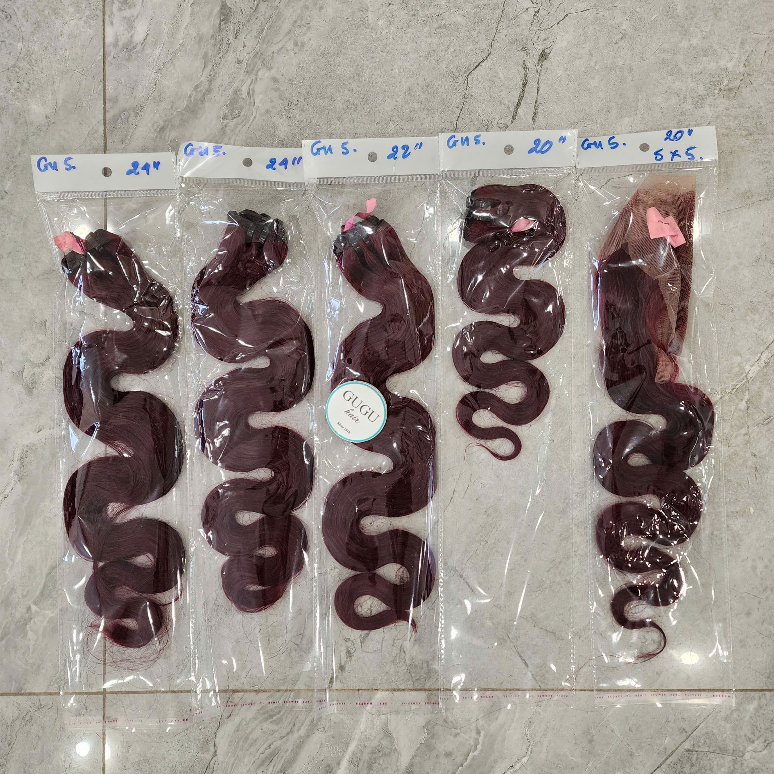 Body Wave Bundles With Lace Closure 4x4 Burgundy Color 28 Inches 100% Vietnamese Raw Human Hair 4 Top Quality Virgin Vietnamese Human Hair Weaves Body Wave Hair Bundles