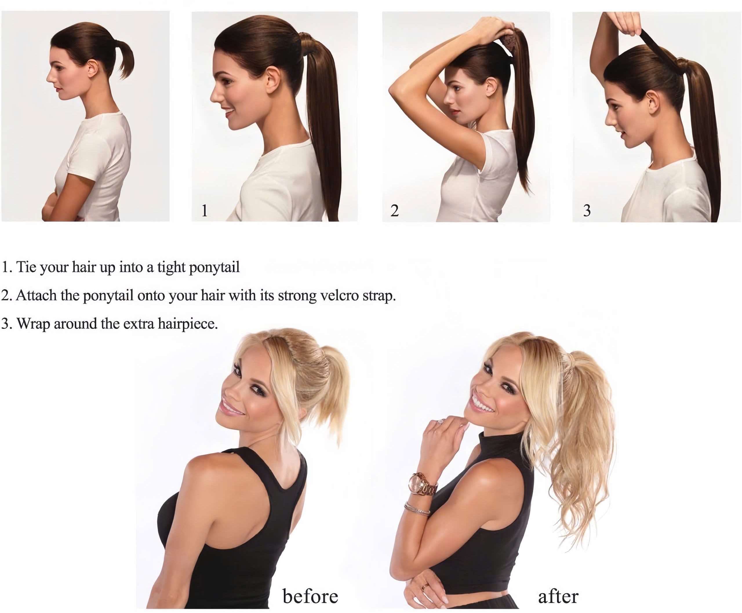 how to apply ponytail hair extensions