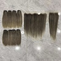 bone straight human hair bundles with 13x4 lace front wig