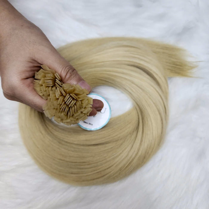 GUGU HAIR – BEST HUMAN HAIR EXTENSIONS 126 Blonde Flat tip in Extensions – #613 Human Hair from Vietnam