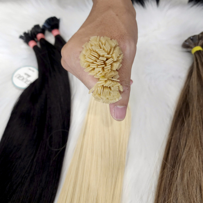 Blonde Flat tip in Extensions – #613 Human Hair from Vietnam