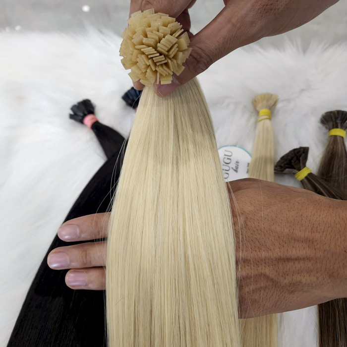 Blonde Flat tip in Extensions – #613 Human Hair from Vietnam