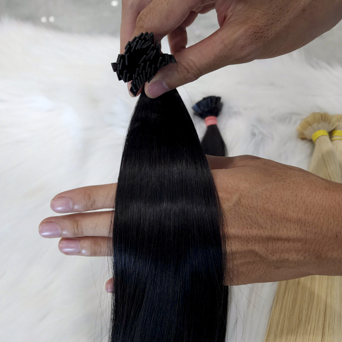 GUGU HAIR – BEST HUMAN HAIR EXTENSIONS 124 Natural Black Flat Tip Keratin Hair Extensions – Remy Human Hair