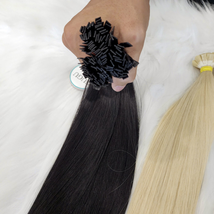 Natural Black Flat Tip Keratin Hair Extensions – Remy Human Hair