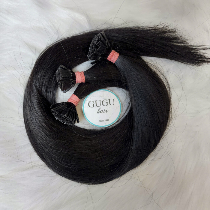 Natural Black Flat Tip Keratin Hair Extensions – Remy Human Hair