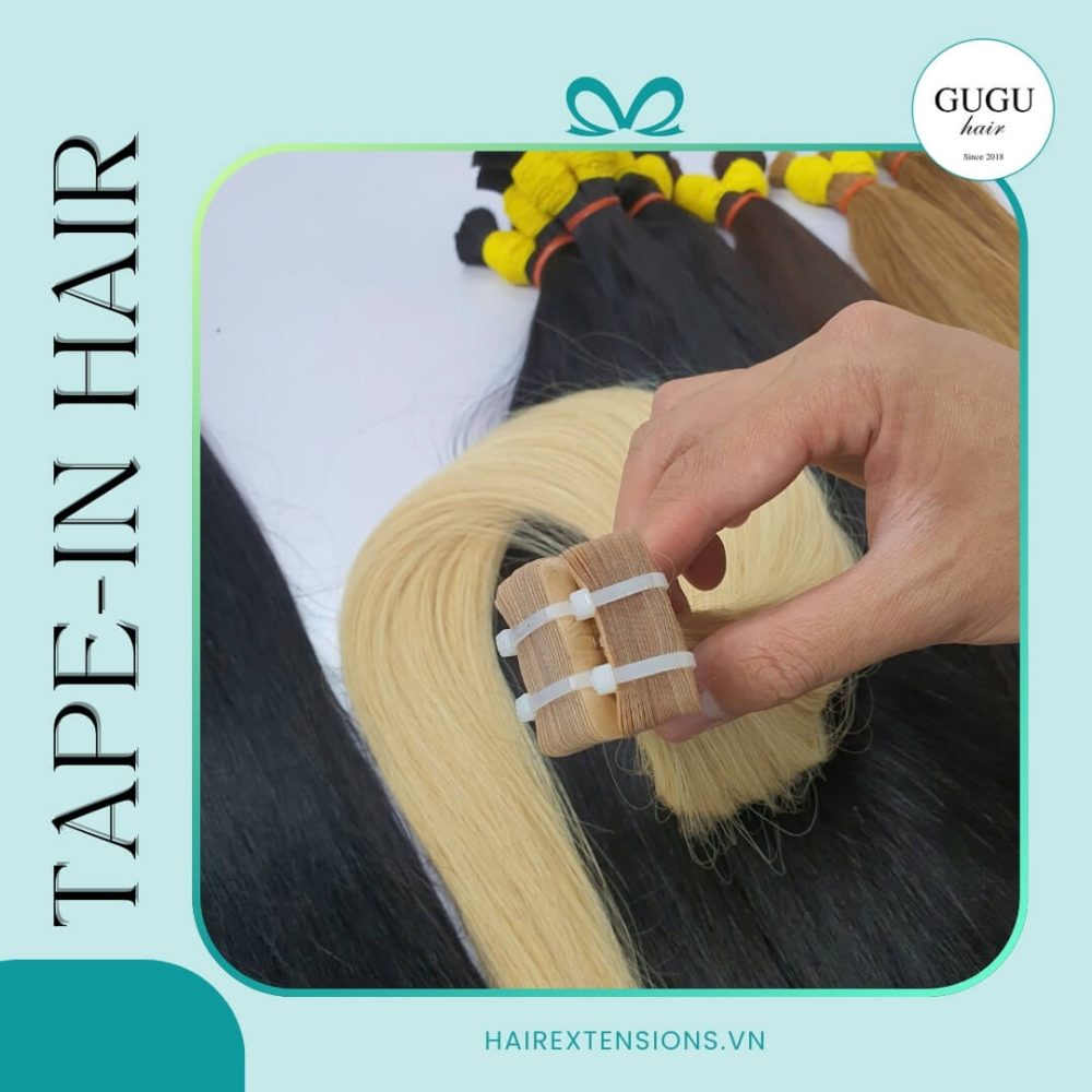 Regular Tape-In Hair Extensions Double Drawn Natural Straight Human Hair #613 Color 20 Inches