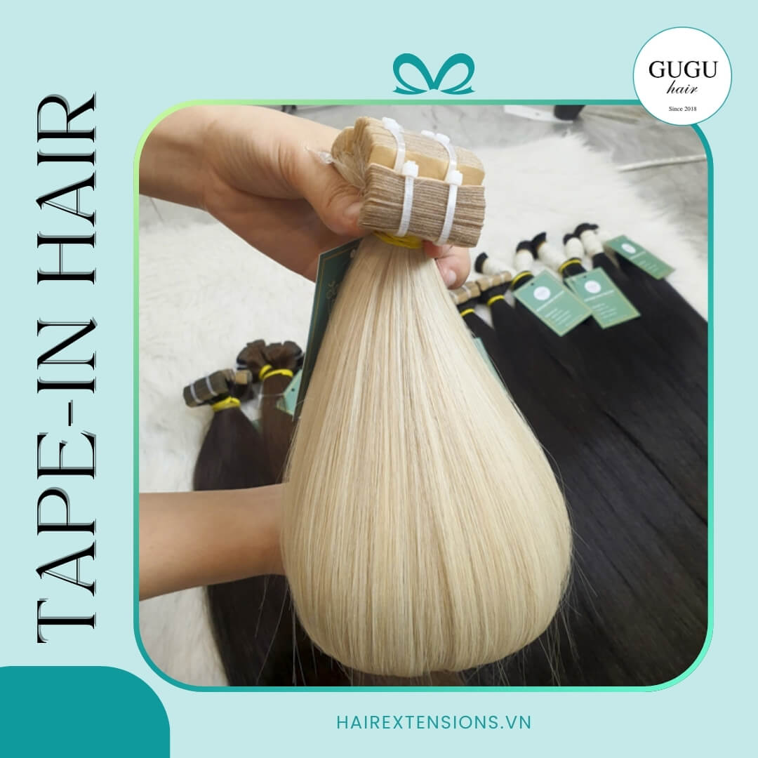 Platinum Blonde Color 28 Inches Tape-In Hair Extensions Best Quality 1 Platinum Blonde Tape-In Hair Extensions