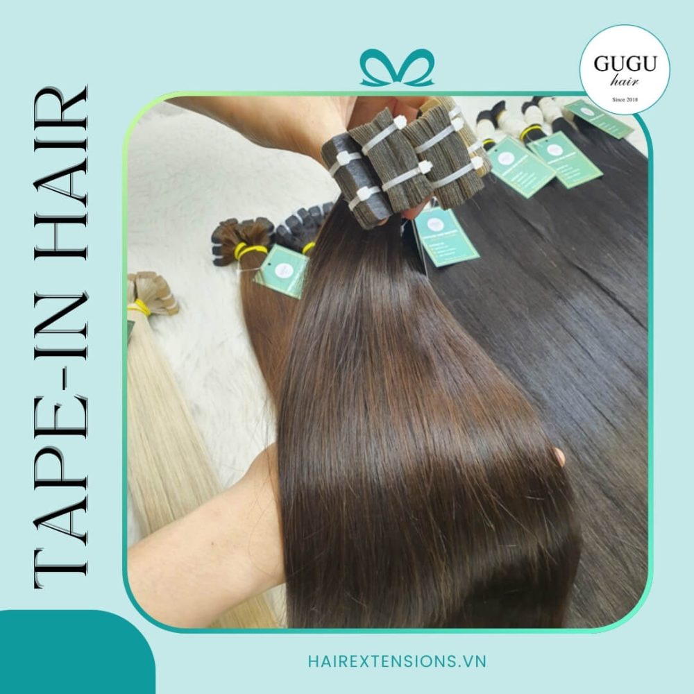Vietnamese Tape In Hair Extensions Brown Ombre Color Straight Hair