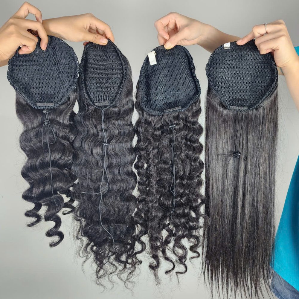 Clip-On Curly Ponytail Extension – Natural Human Hair from Vietnam