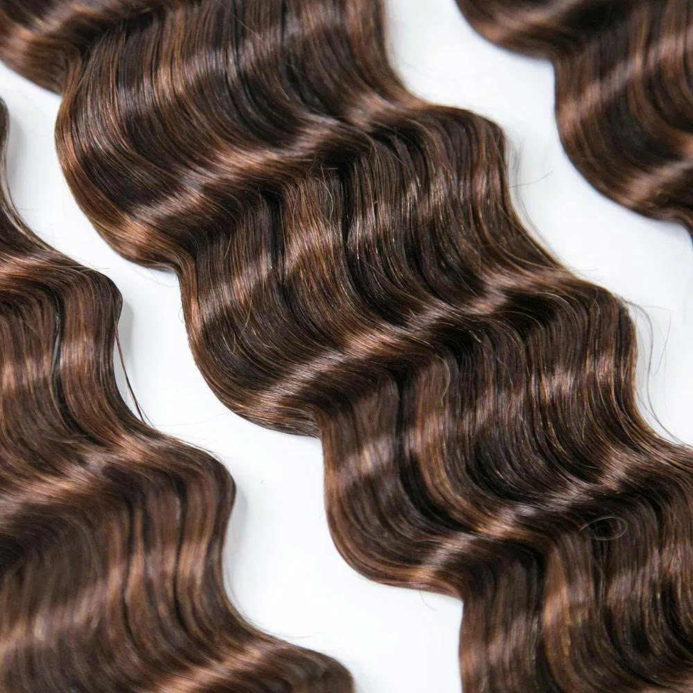 26 Inch Chestnut Brown #4 Deep Wave Bulk Human Hair for Braiding