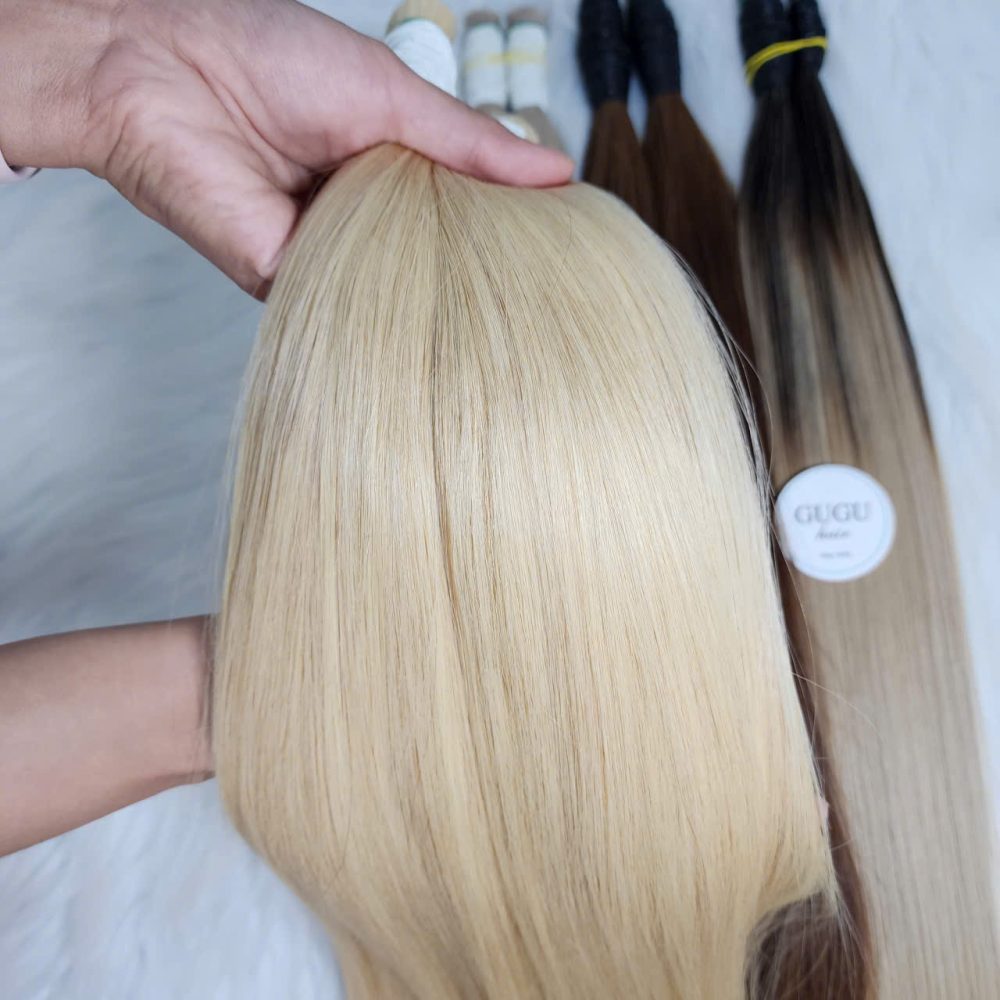 GUGU HAIR – BEST HUMAN HAIR EXTENSIONS 67 Bulk Blonde Hair Double Drawn – 613 Light Color Hair 1