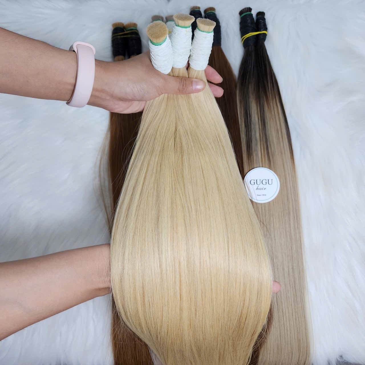Bulk Blonde Hair Double Drawn – 613 Light Color Hair 2