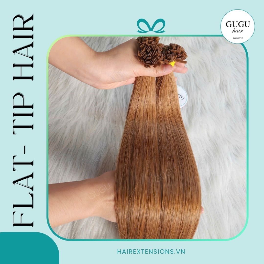 Vietnamese Flat Tip Hair Extensions Color #27 Light Brown | GUGU HAIR 1 Flat tip extensions