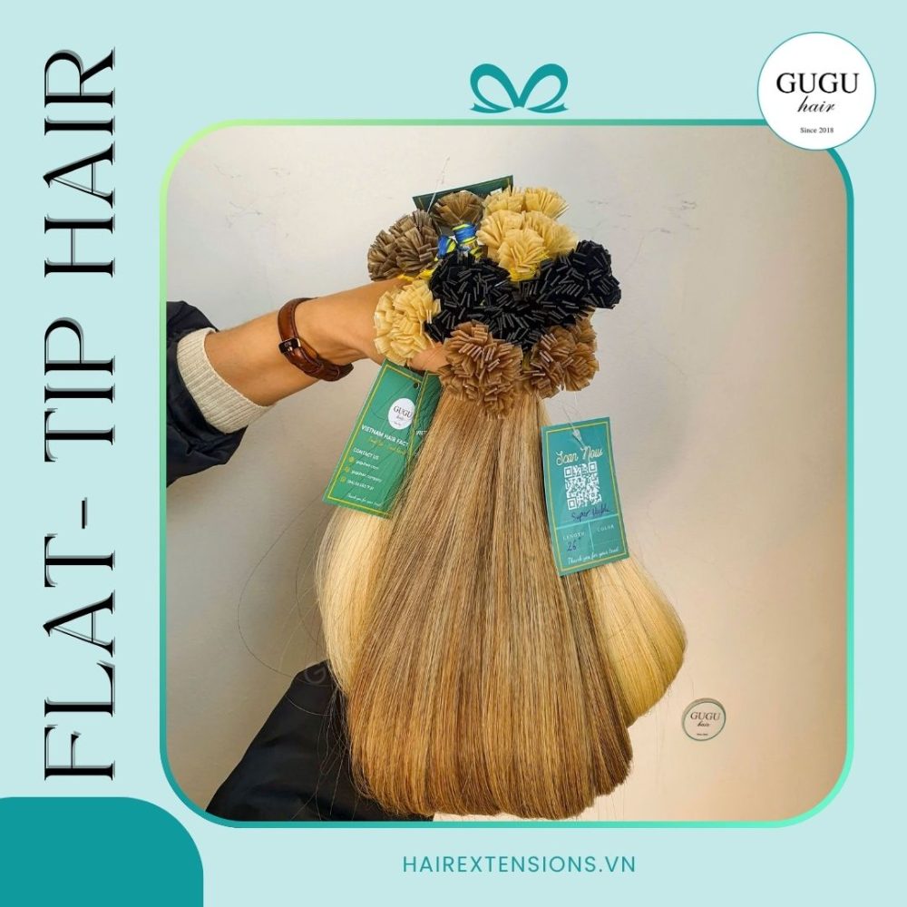 Human flat tip hair extensions