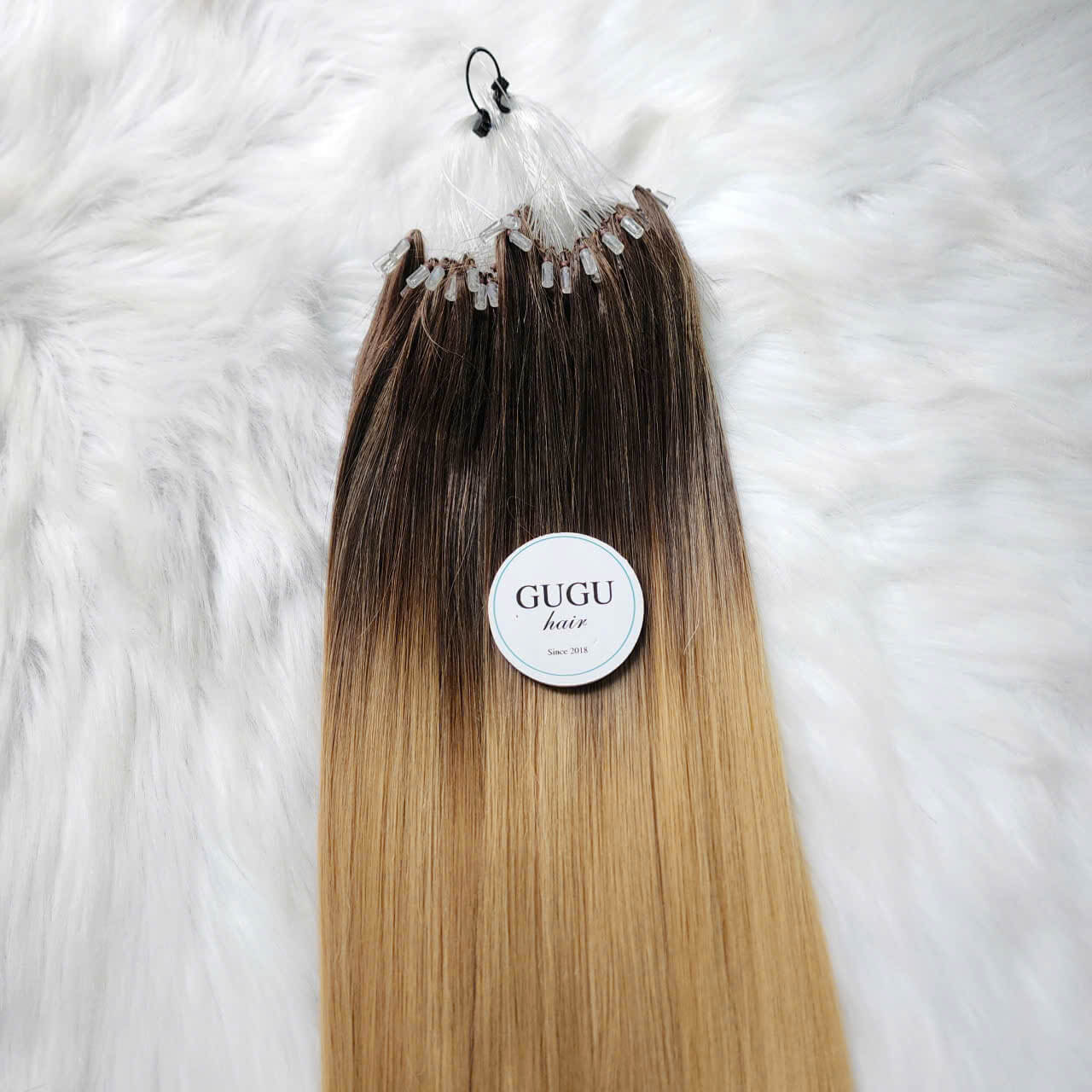 H6 Feather Hair Extensions #4/27 Ombre Brown to Blonde