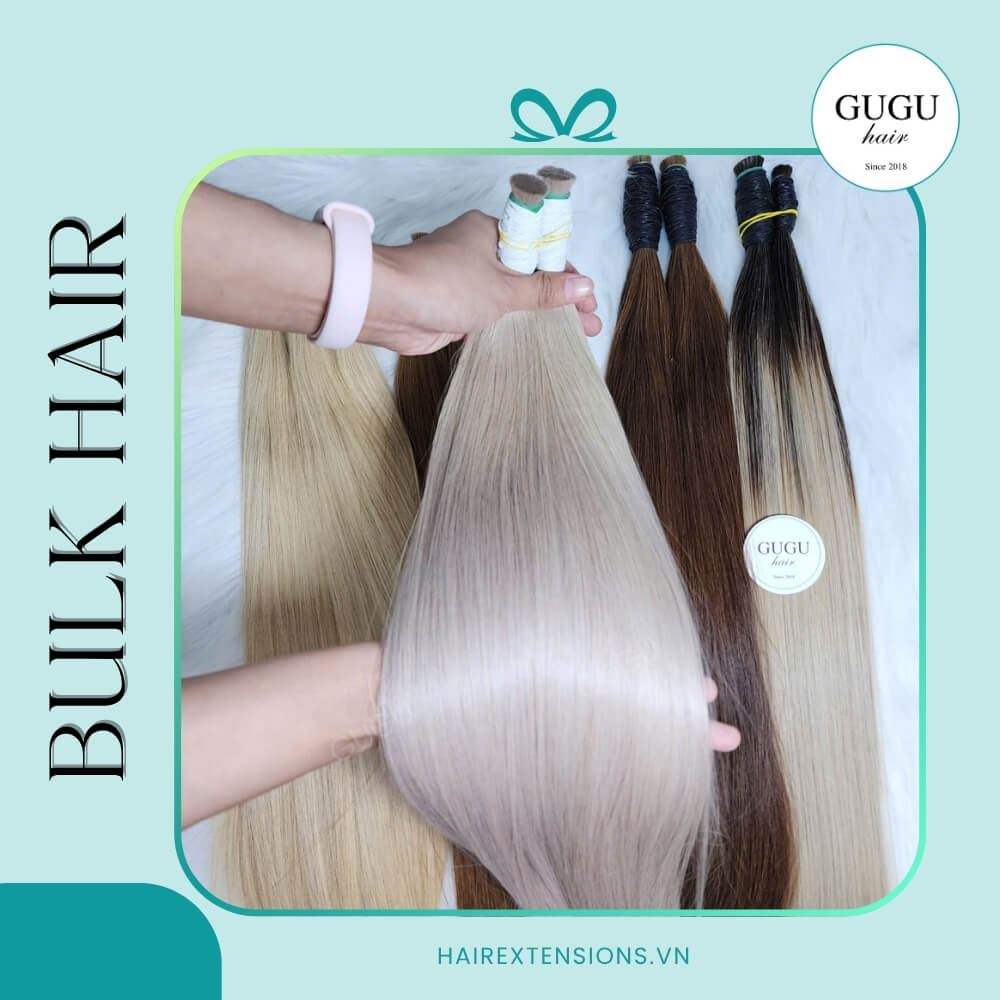 22 inch Straight Bulk Hair Extensions Silver Color