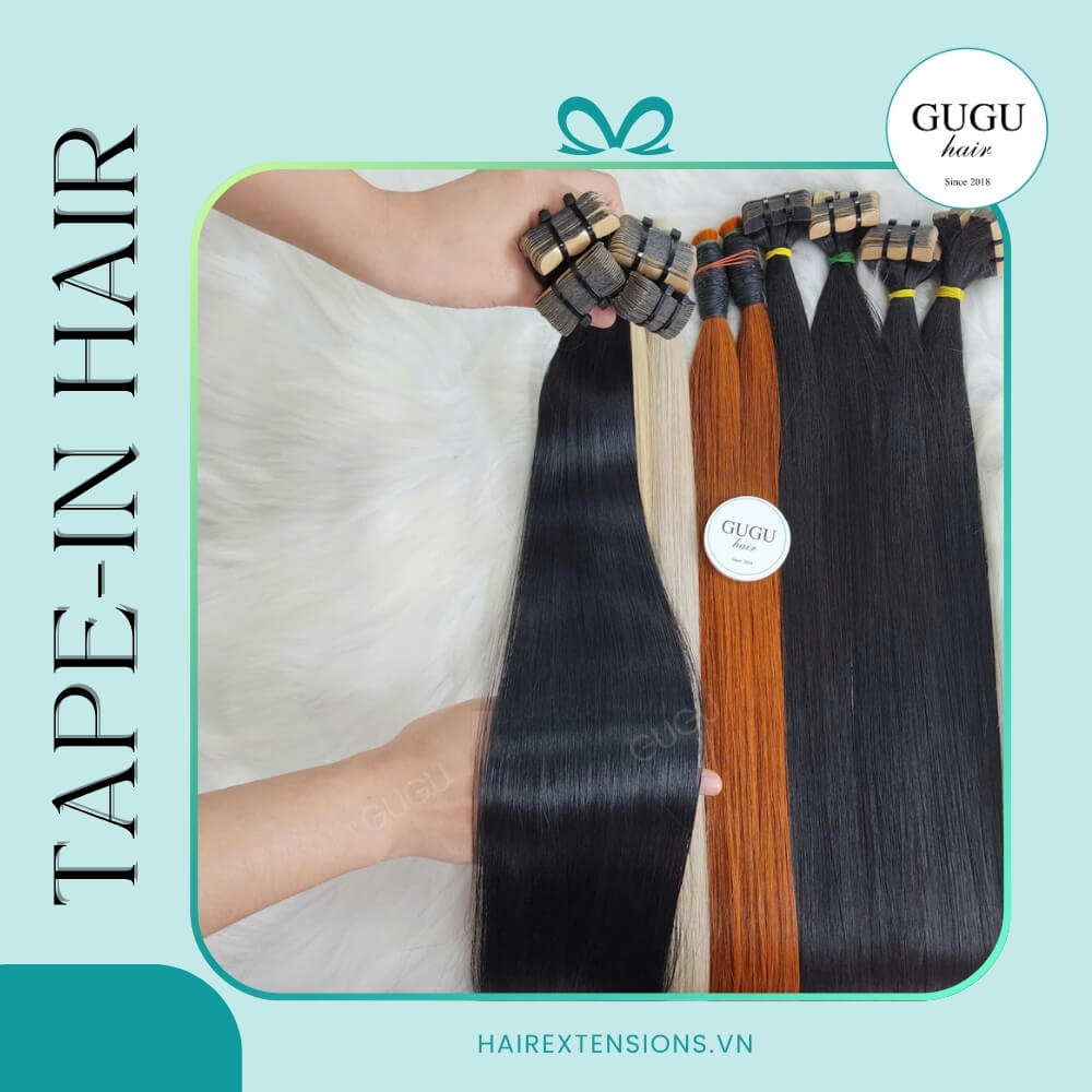 22 inches bone straight Tape In Human Hair Extensions