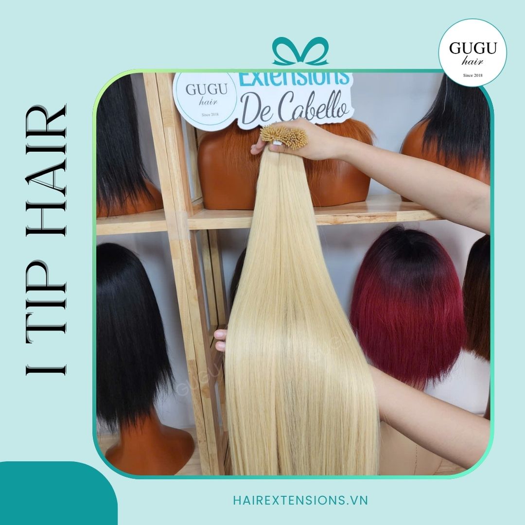 Platinum Blonde Straight I-tip Human Hair Extensions | GUGU HAIR 1 Best i tip hair extensions