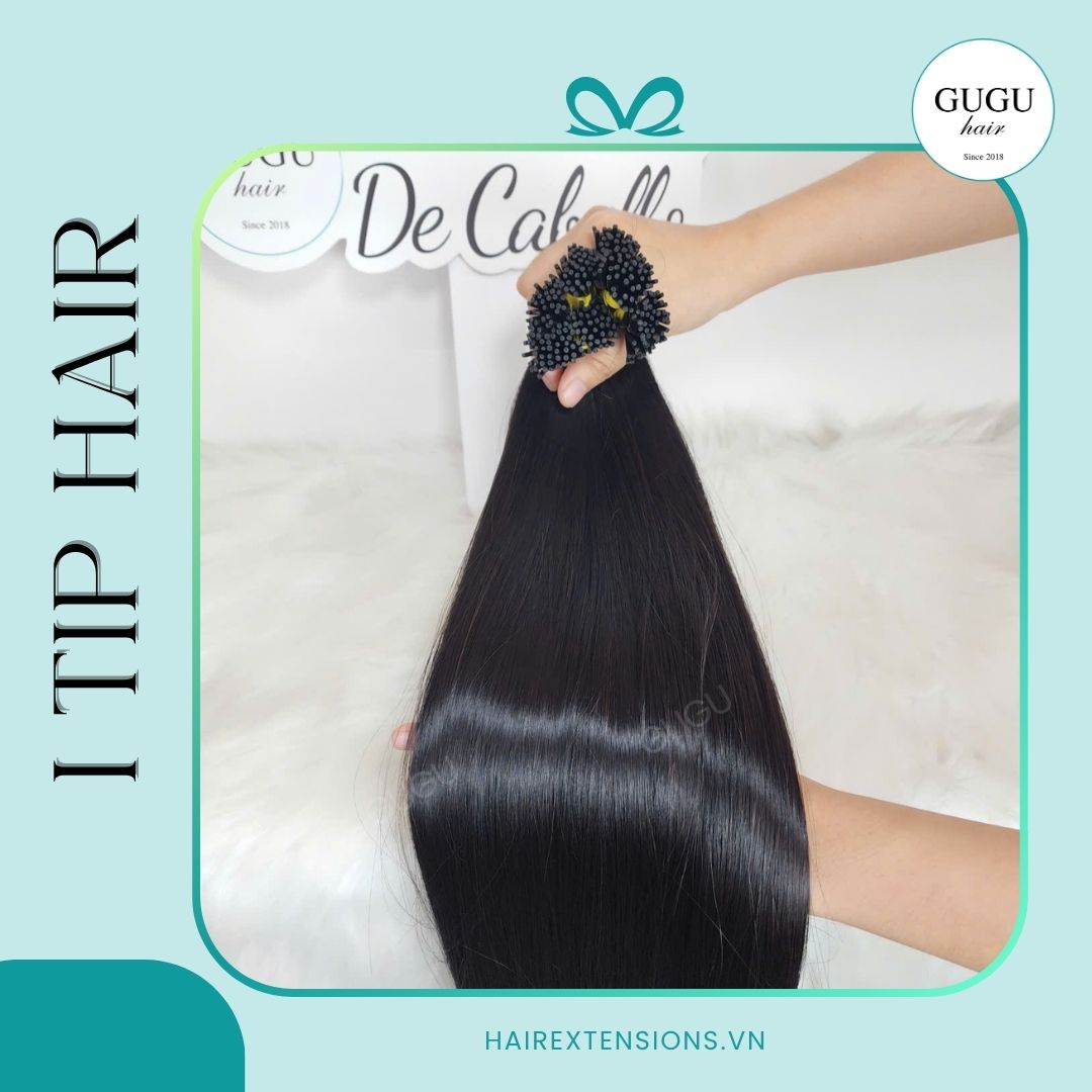22 inch Black Hair I Tip Remy Human Hair Straight Extensions | GUGU HAIR 1 black hair i tip remy human hair straight extensions