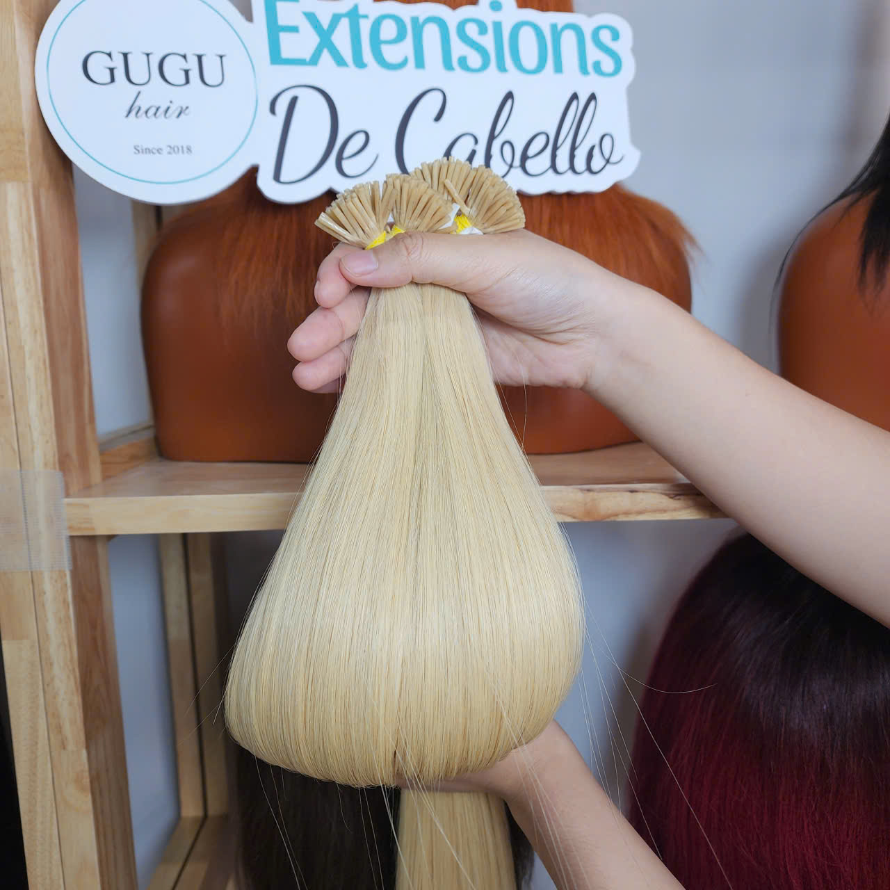 Platinum Blonde Straight I-tip Human Hair Extensions | GUGU HAIR 8 i tip hair extensions