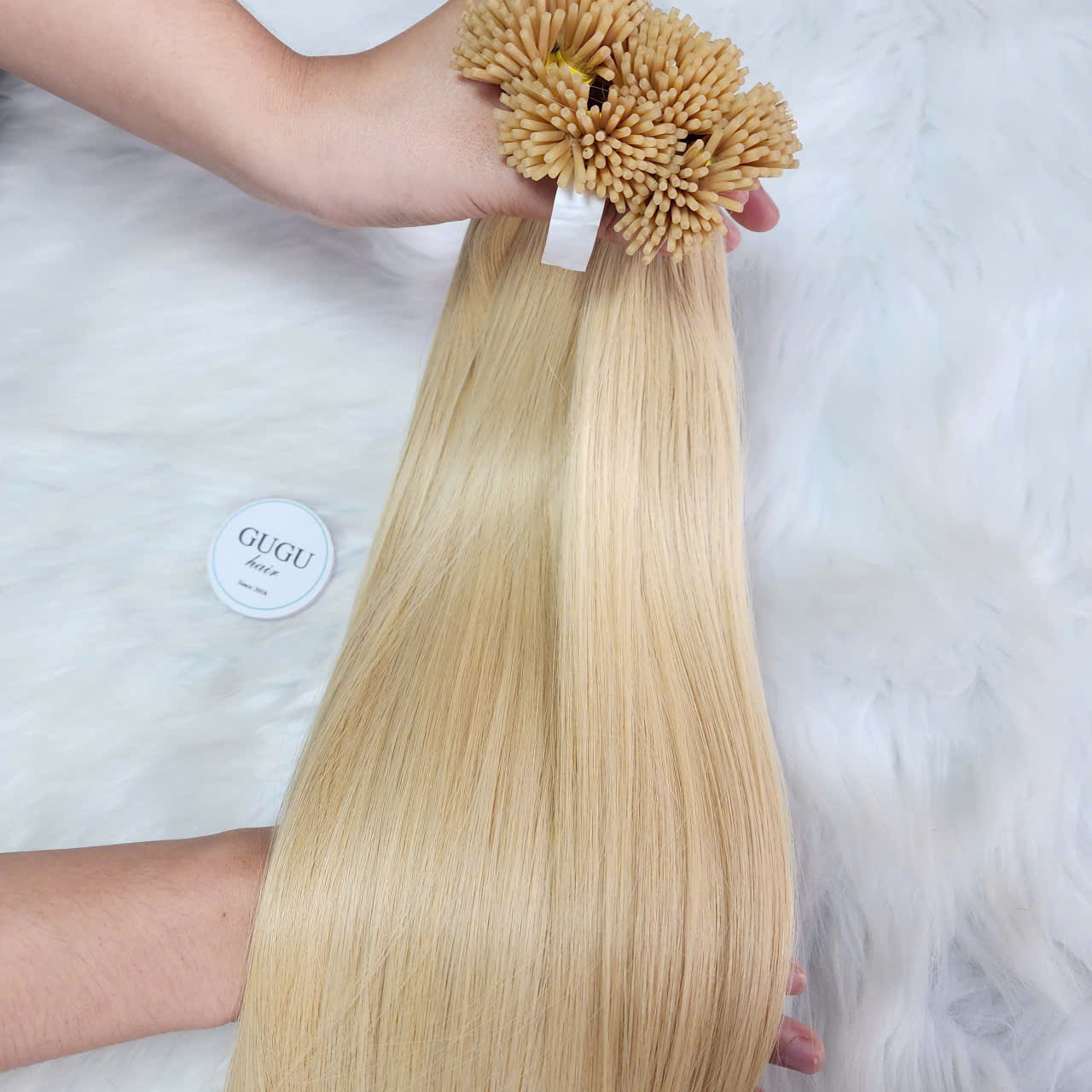 Platinum Blonde Straight I-tip Human Hair Extensions | GUGU HAIR 2 i tip hair extensions