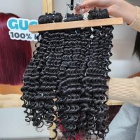 100% human hair water wave bundles double drawn no shedding