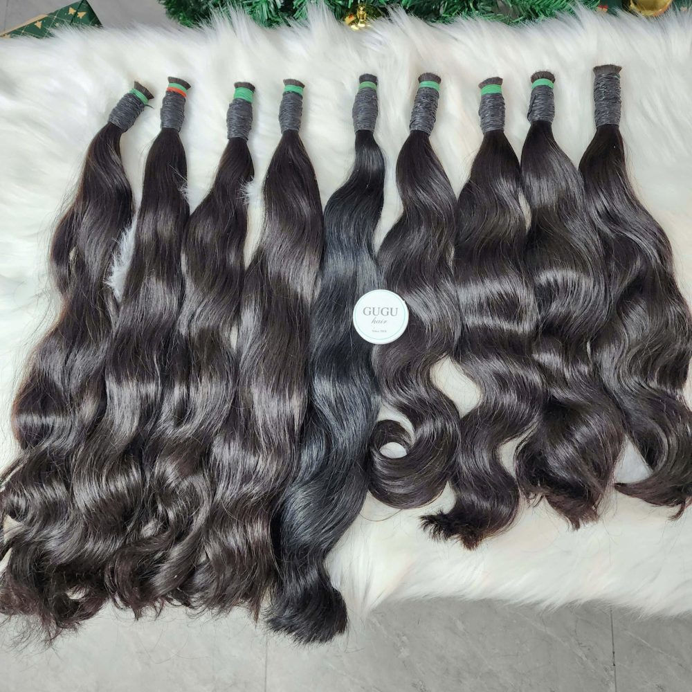 Single Drawn Black Straight Bulk Hair Extension 100% Human Hair