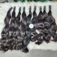 Bulk Wavy Hair Extensions Natural Color Vietnamese 100% Raw Hair Quality. 6 Single Drawn Black Straight Bulk Hair Extension 100% Human Hair