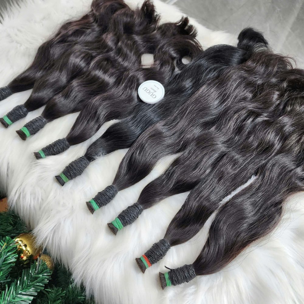 Single Drawn Black Straight Bulk Hair Extension 100% Human Hair