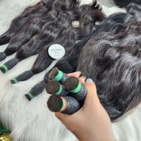 Bulk Wavy Hair Extensions Natural Color Vietnamese 100% Raw Hair Quality. 3 Black Straight Bulk Hair Extension, 22 inch