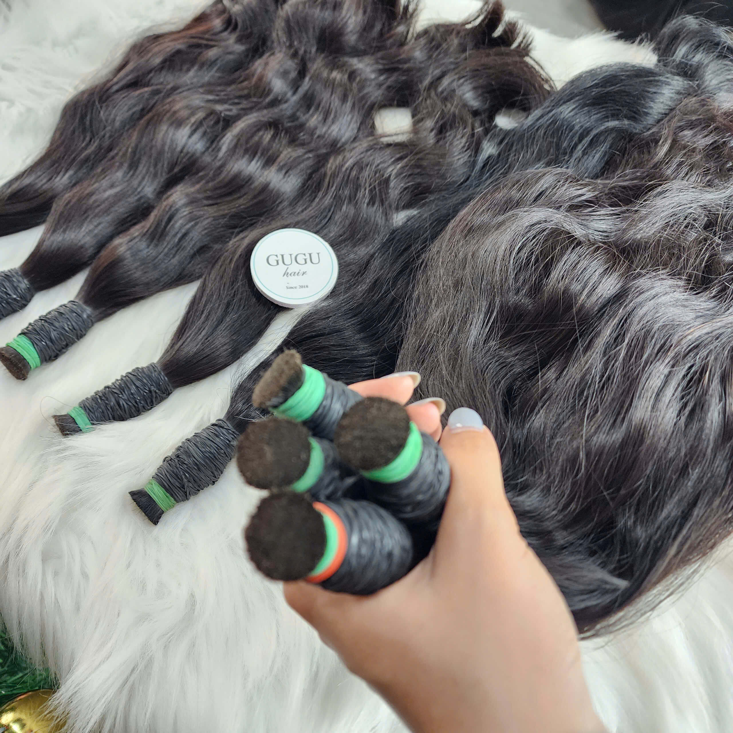 Bulk Wavy Hair Extensions Natural Color Vietnamese 100% Raw Hair Quality. 7 Black Straight Bulk Hair Extension, 22 inch